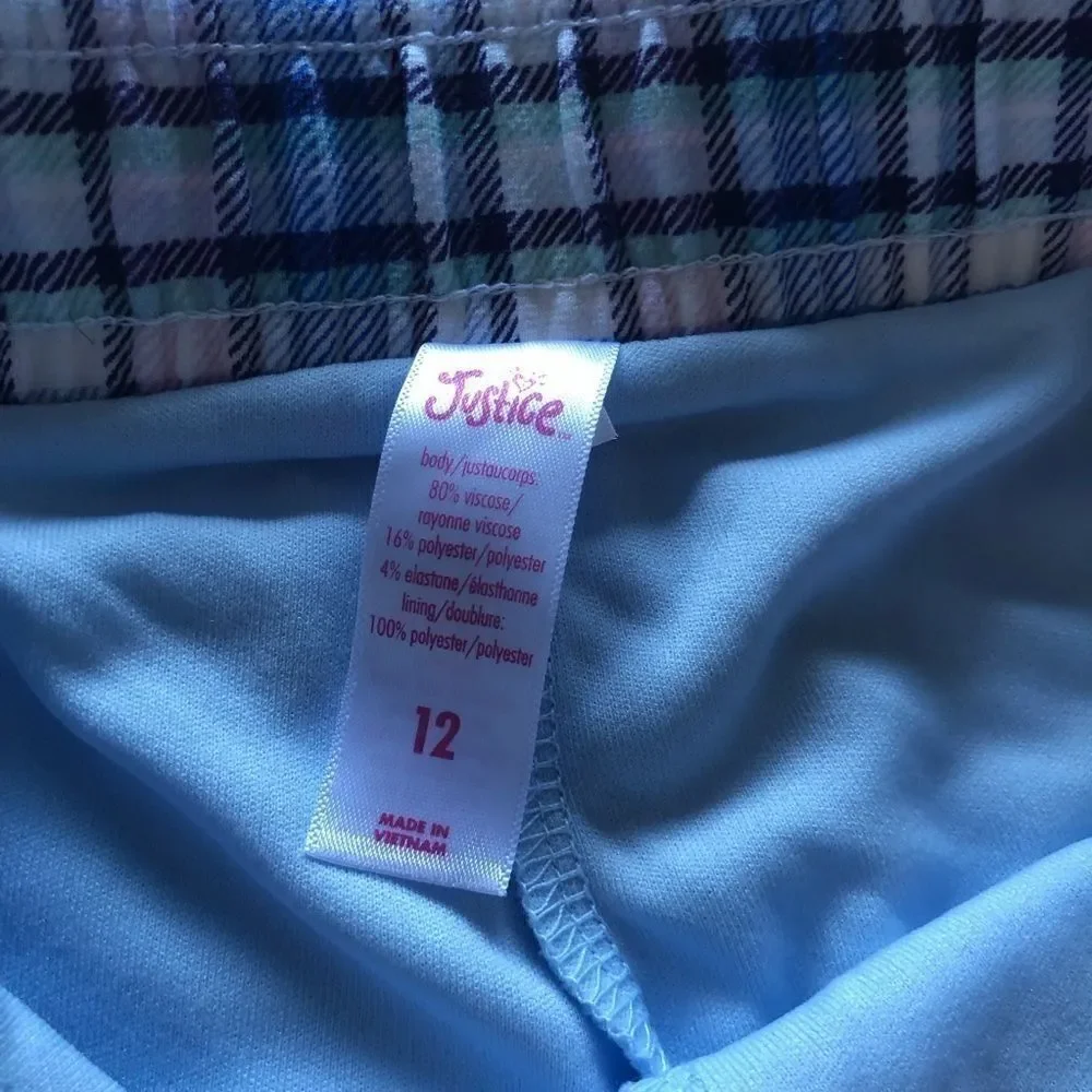 Justice Plaid Purple & Blue Skort Skirt